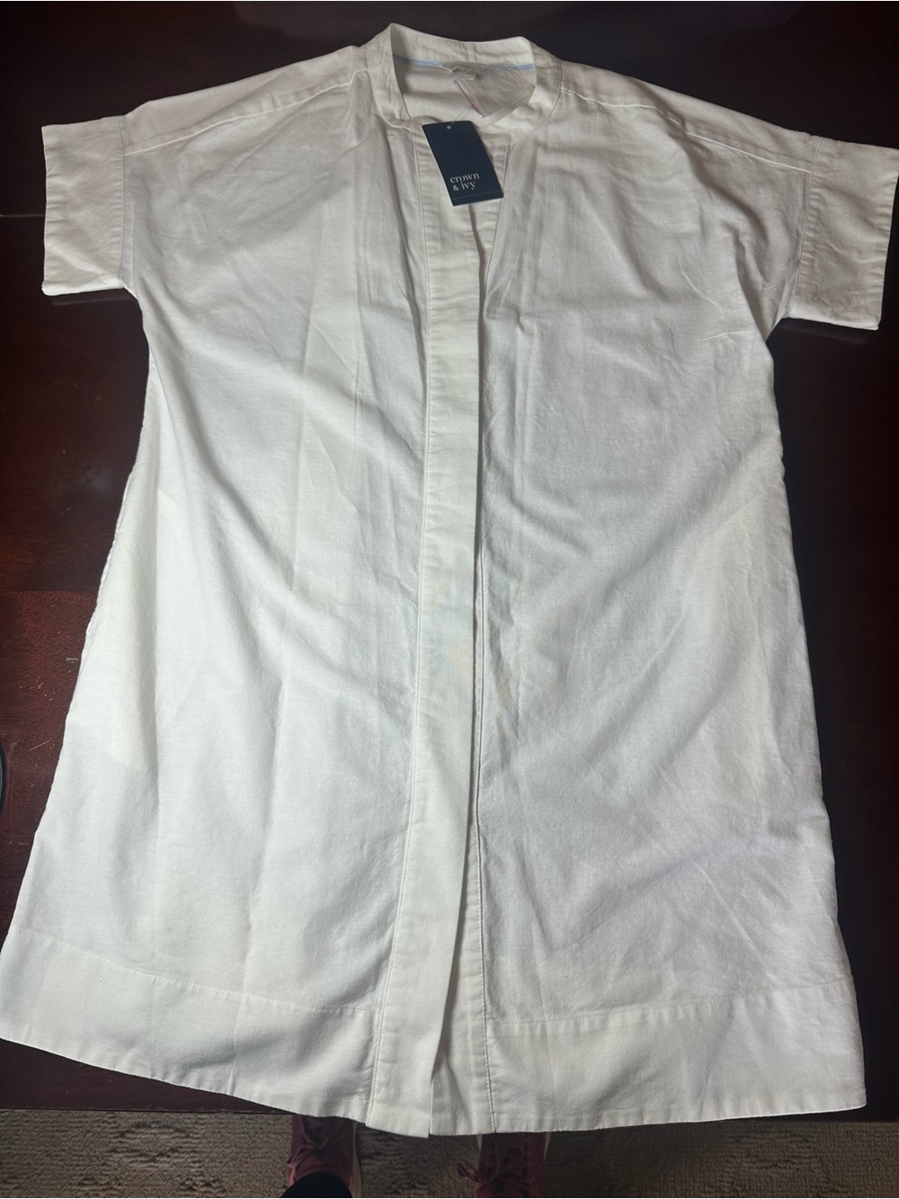 Womens Short-Sleeve White Line dress or coverup